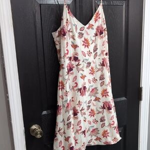 LOFT Cream and Pink Floral Mini Dress